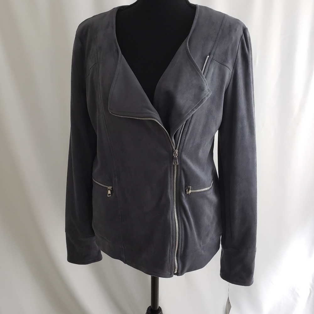 NY Collection Faux Suede Jacket.